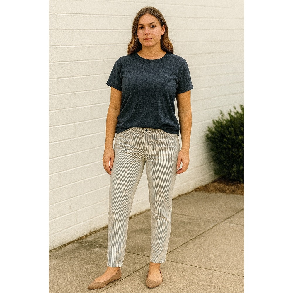 OAT New York Womens Striped High Rise Straight Leg Jeans Size 2 26
